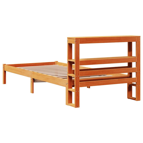 vidaXL Bed Frame with Headboard Without Mattress Wax Brown 90x200 cm
