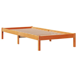 vidaXL Bed Frame with Headboard Without Mattress Wax Brown 90x200 cm