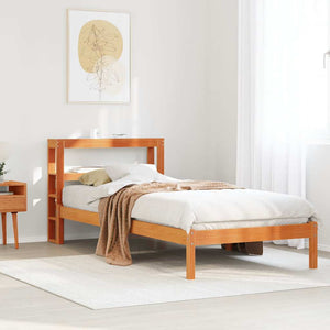 vidaXL Bed Frame with Headboard Without Mattress Wax Brown 90x200 cm