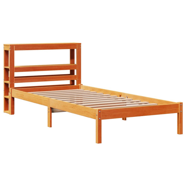 vidaXL Bed Frame with Headboard without Mattress Waxed Brown 100x200 cm