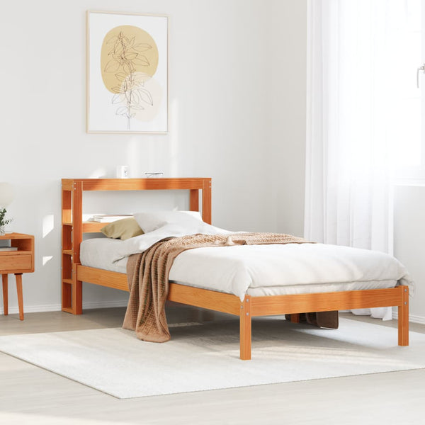vidaXL Bed Frame with Headboard without Mattress Waxed Brown 100x200 cm