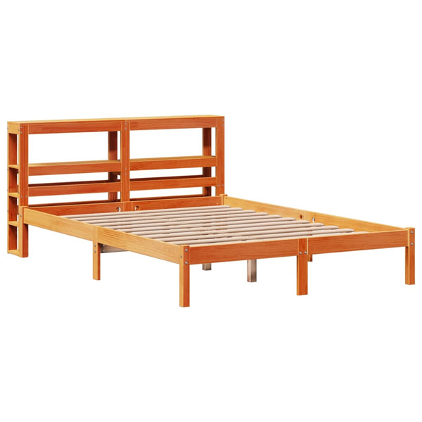 vidaXL Bed Frame with Headboard without Mattress Wax Brown 120x200 cm
