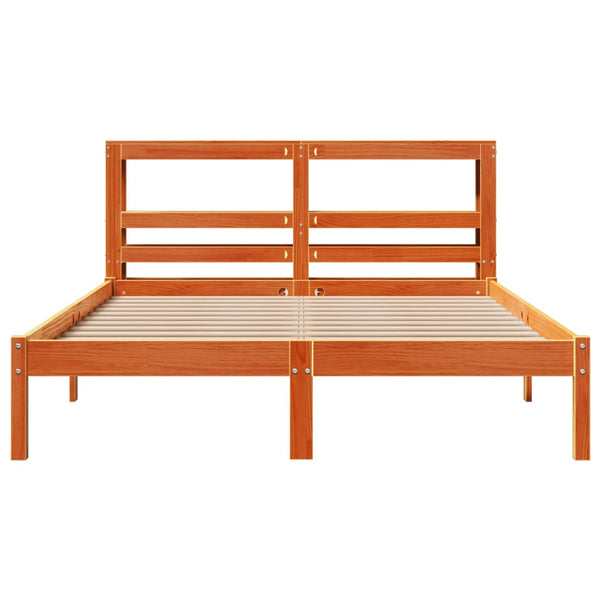 vidaXL Bed Frame with Headboard without Mattress Wax Brown 120x200 cm