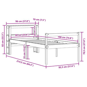 vidaXL Senior Bed Frame with Headboard, without Mattress, 90x190 cm