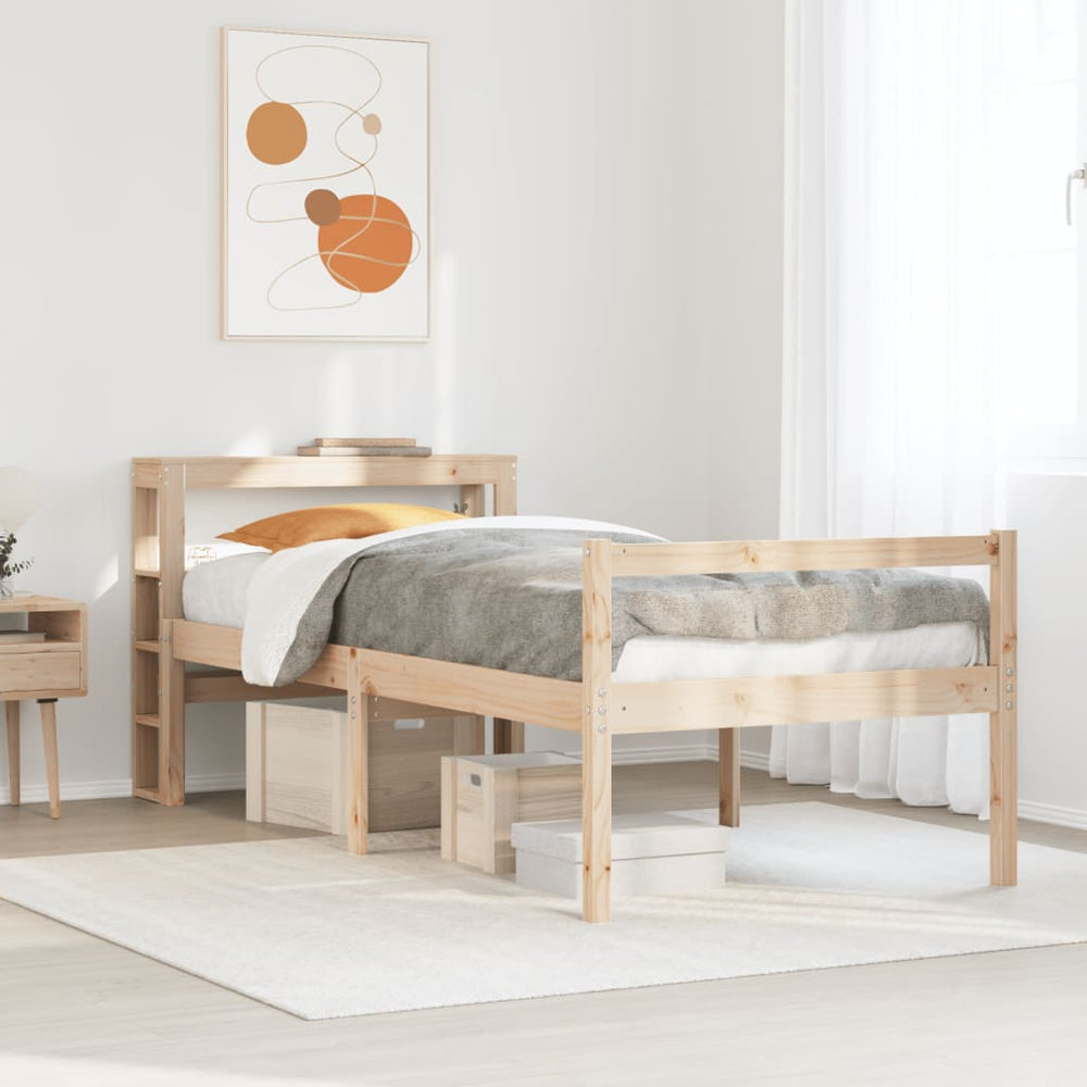 vidaXL Senior Bed Frame with Headboard, without Mattress, 90x190 cm