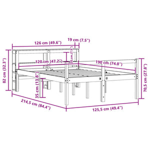 vidaXL Senior Bed with Headboard without Mattress White 120x190 cm