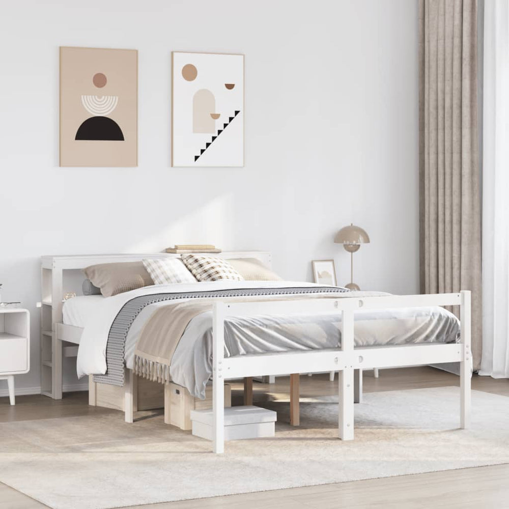 vidaXL Senior Bed with Headboard without Mattress White 120x190 cm