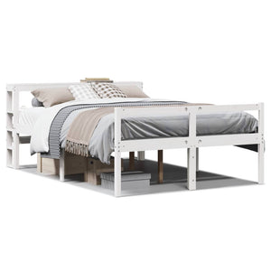 vidaXL Senior Bed with Headboard without Mattress White 140x190 cm