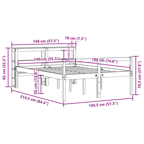 vidaXL Senior Bed with Headboard without Mattress White 140x190 cm