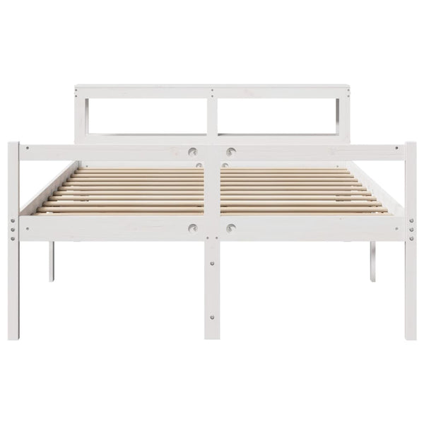 vidaXL Senior Bed with Headboard without Mattress White 140x190 cm