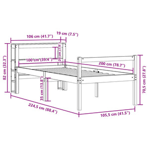 vidaXL Senior Bed with Headboard 100x200 cm Solid Pine Wood