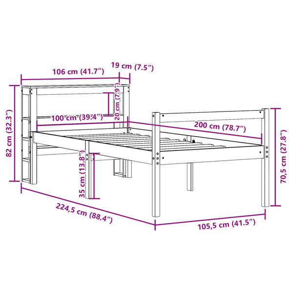 vidaXL Senior Bed with Headboard 100x200 cm Solid Pine Wood
