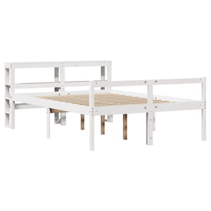 vidaXL Senior Bed Frame with Headboard without Mattress White 120x200 cm