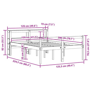 vidaXL Senior Bed Frame with Headboard without Mattress White 120x200 cm