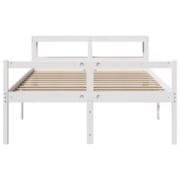 vidaXL Senior Bed Frame with Headboard without Mattress White 120x200 cm