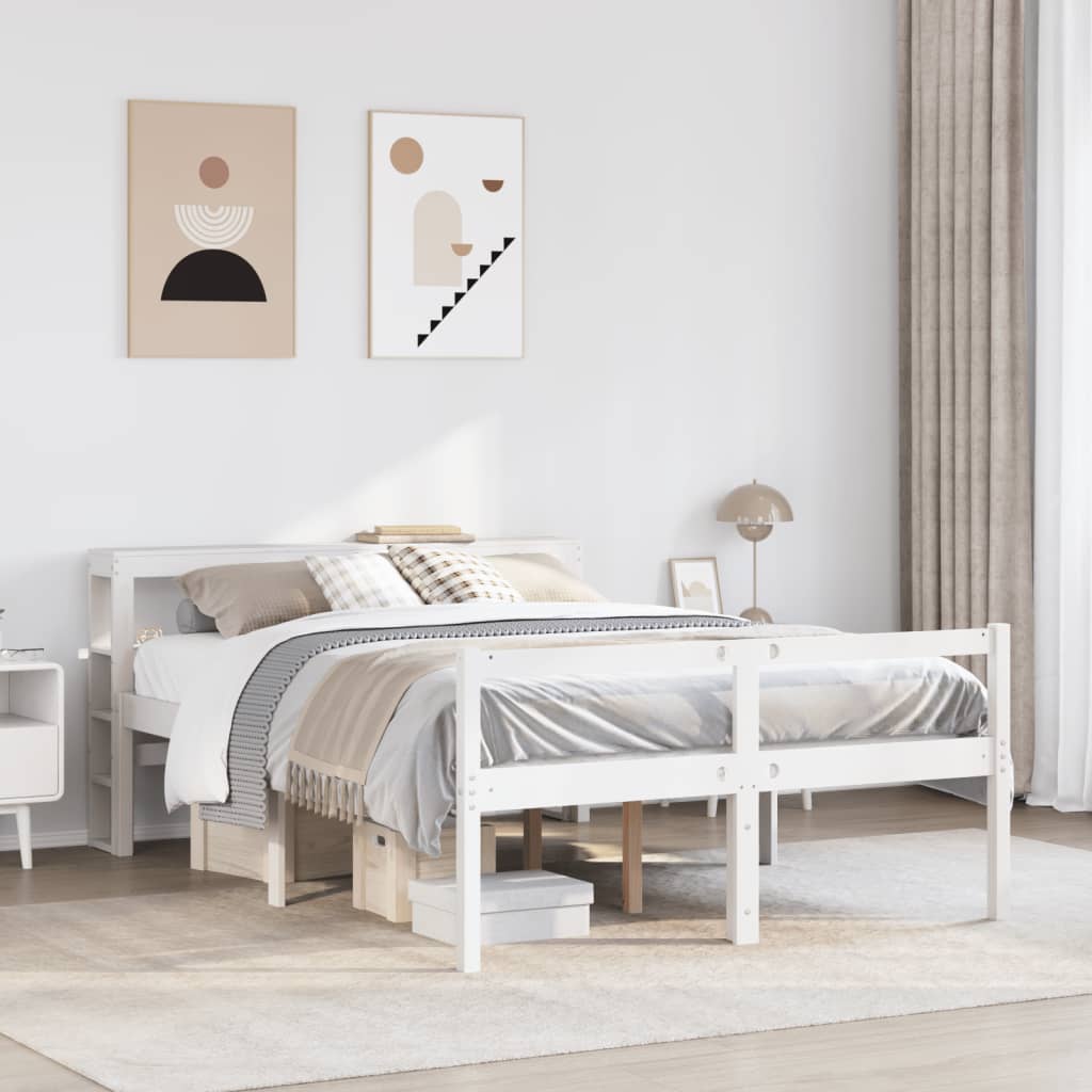 vidaXL Senior Bed with Headboard without Mattress White 160x200 cm