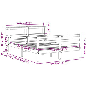 vidaXL Bed Frame with Headboard, No Mattress, 140x190 cm
