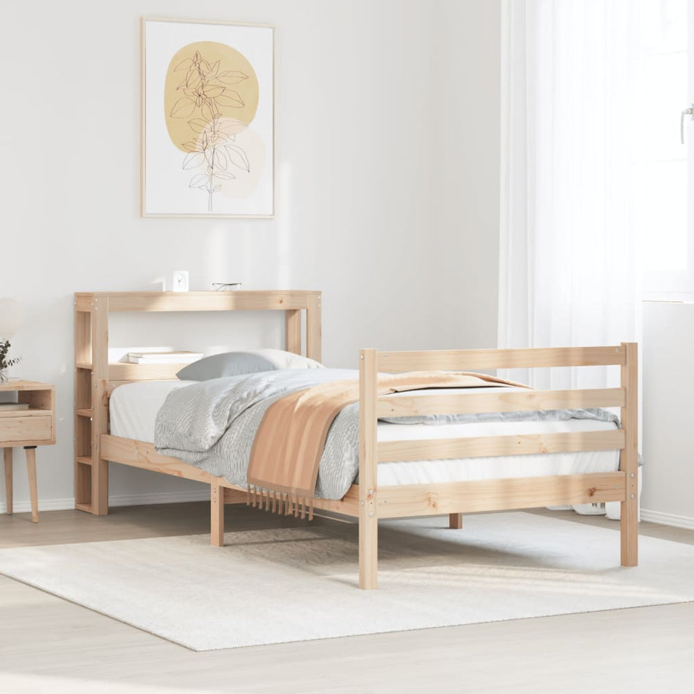 vidaXL Bed Frame with Headboard without Mattress 100x200 cm