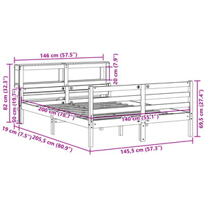vidaXL Bed Frame with Headboard without Mattress 140x200 cm
