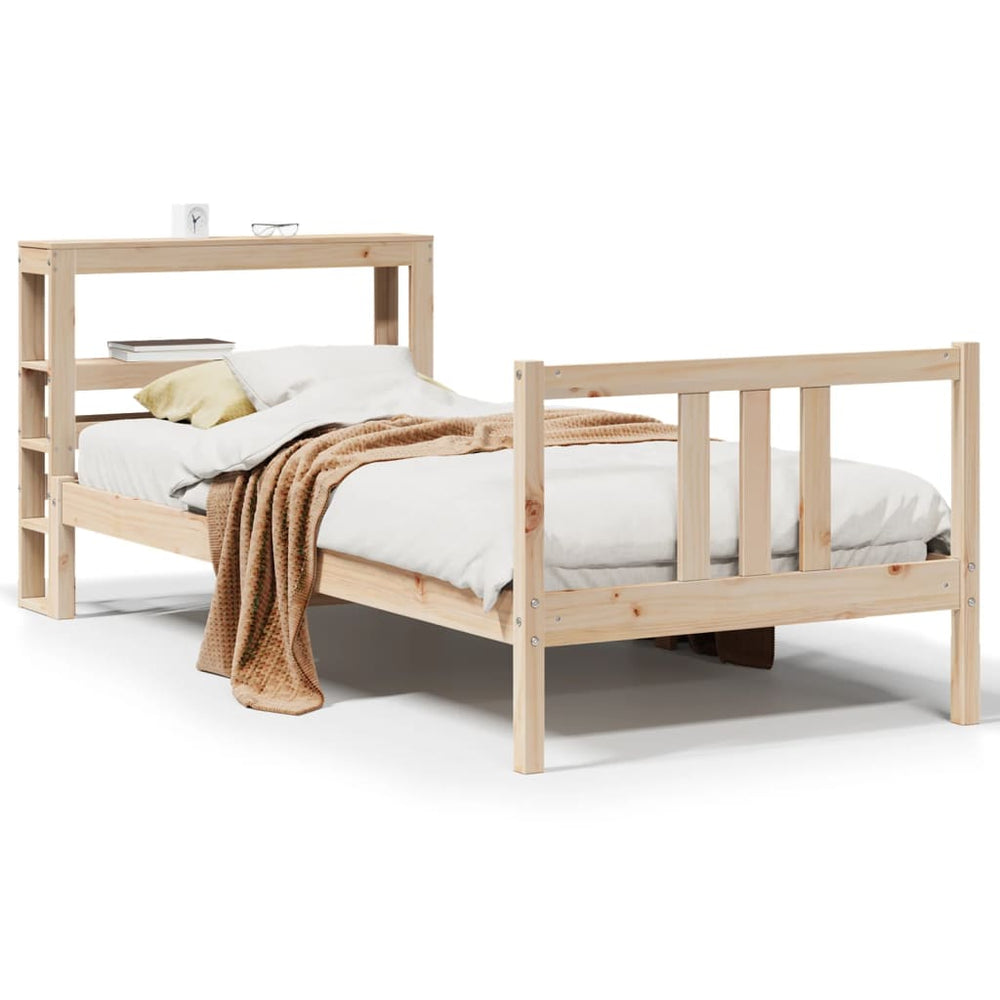 vidaXL Bed Frame with Headboard, No Mattress, 90x190 cm