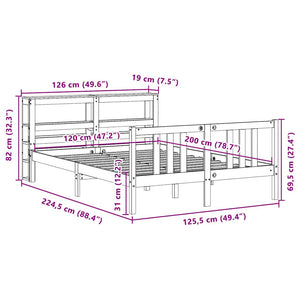 vidaXL Bed Frame with Headboard, No Mattress, 120x200 cm
