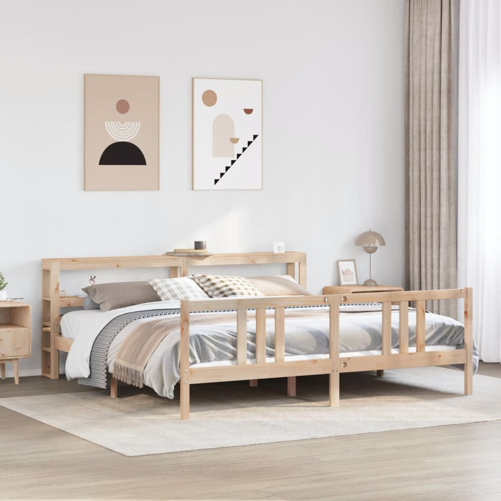 vidaXL Bed Frame with Headboard, No Mattress, 180x200 cm