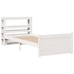 vidaXL Bed Frame with Headboard without Mattress White 90x190 cm