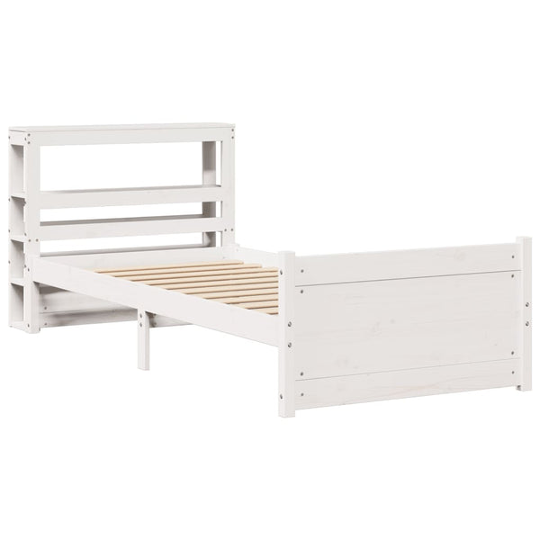 vidaXL Bed Frame with Headboard without Mattress White 90x190 cm