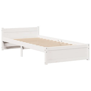 vidaXL Bed Frame with Headboard without Mattress White 90x190 cm