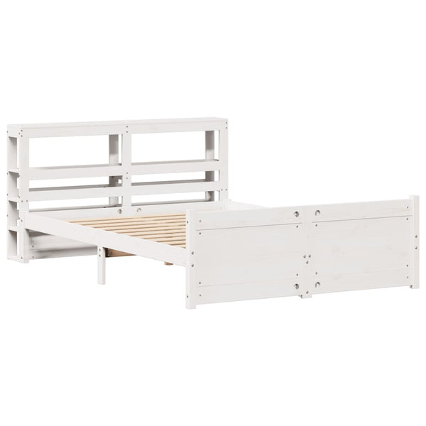 vidaXL Bed Frame with Headboard without Mattress White 135x190 cm
