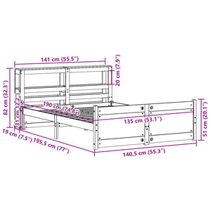 vidaXL Bed Frame with Headboard without Mattress White 135x190 cm