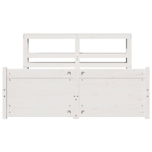 vidaXL Bed Frame with Headboard without Mattress White 135x190 cm