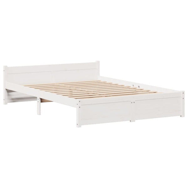 vidaXL Bed Frame with Headboard without Mattress White 135x190 cm