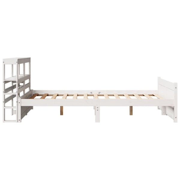 vidaXL Bed Frame with Headboard without Mattress White 135x190 cm