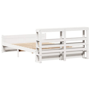 vidaXL Bed Frame with Headboard without Mattress White 135x190 cm