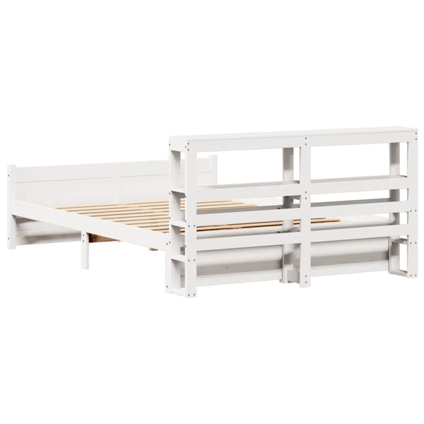 vidaXL Bed Frame with Headboard without Mattress White 135x190 cm