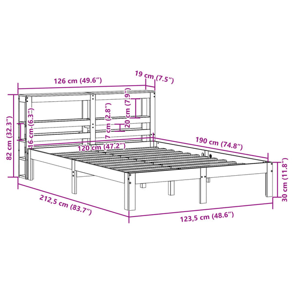 vidaXL Bed Frame with Headboard, No Mattress 120x190 cm