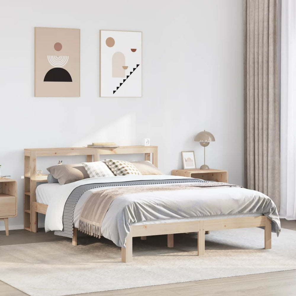 vidaXL Bed Frame with Headboard, No Mattress 120x190 cm