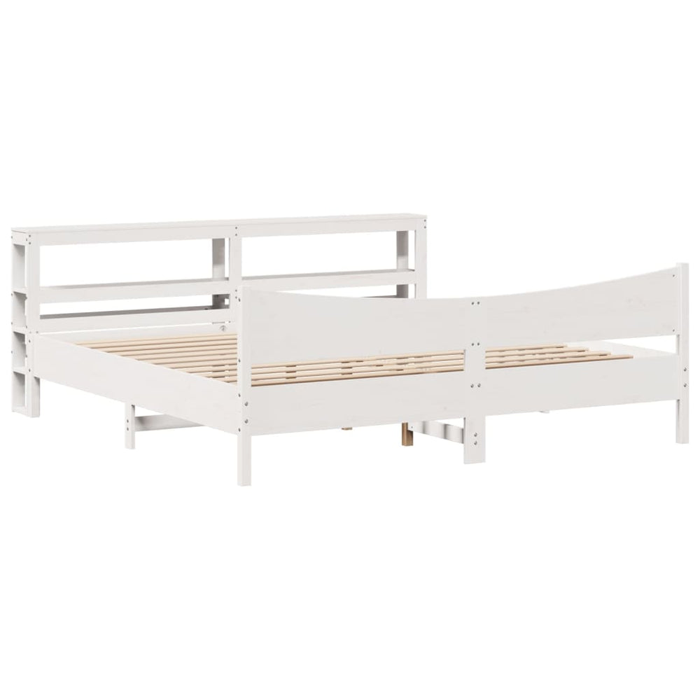 vidaXL Solid Wood Bed with Headboard White 180x200 cm Pine