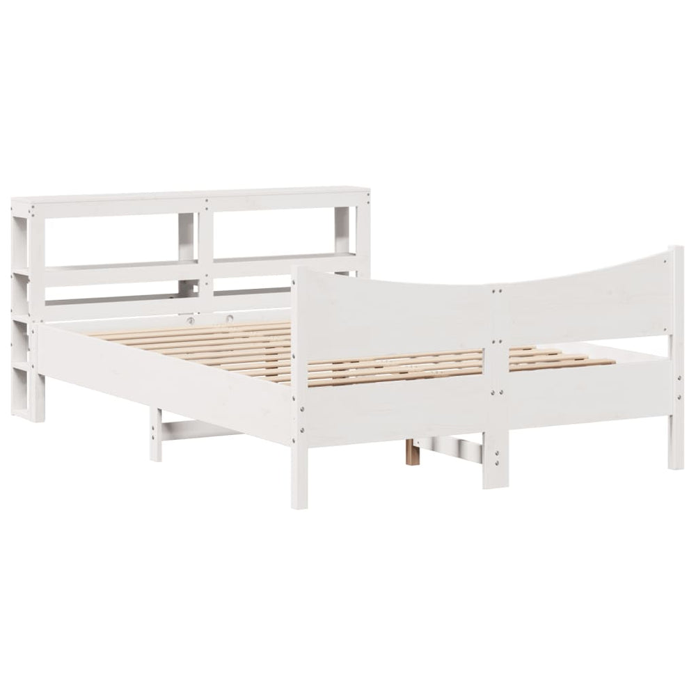 vidaXL Solid Wood Bed with Headboard White 160x200 cm Pine