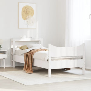 vidaXL Solid Pine Bed with Headboard White 90x200 cm