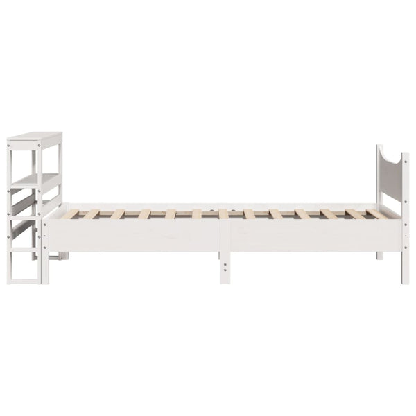 vidaXL Solid Pine Bed with Headboard White 90x200 cm