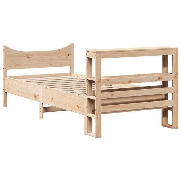 vidaXL Solid Wood Bed with Headboard 75x190 cm Pine