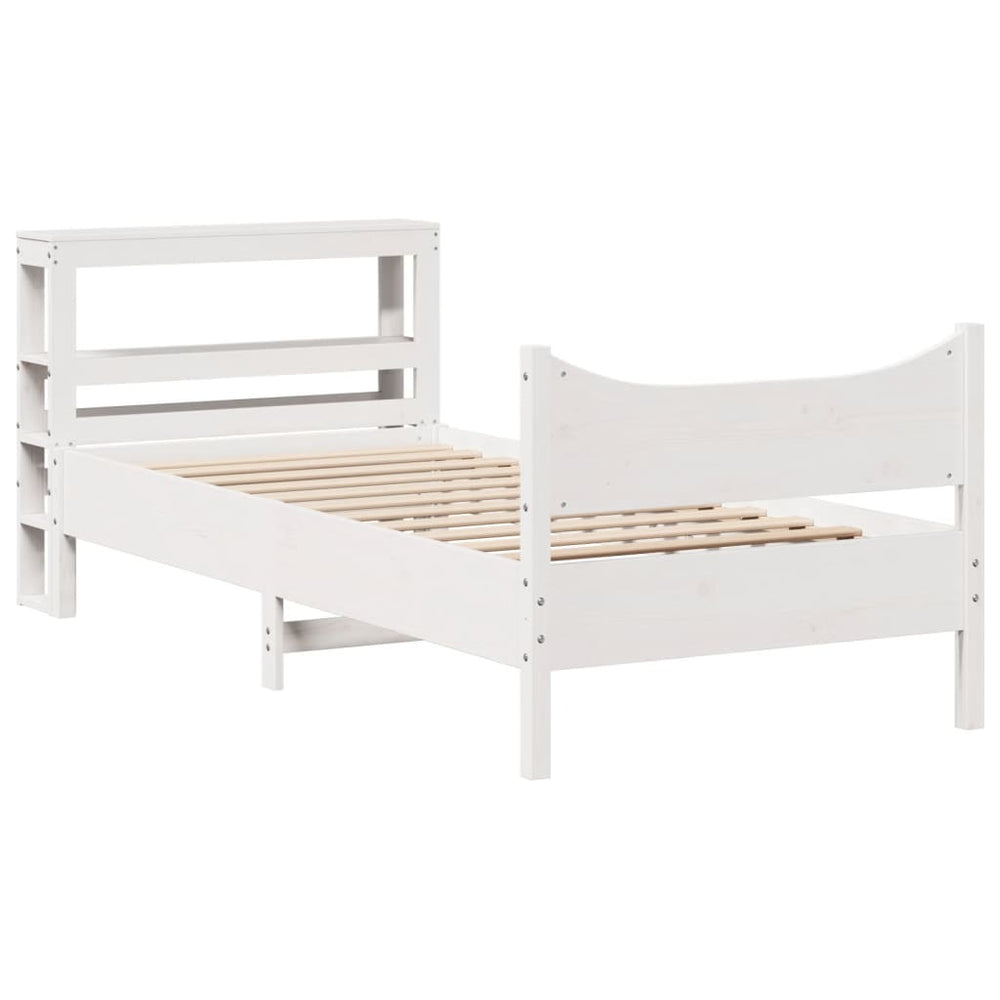 vidaXL Solid Wood Bed with Headboard White 75x190 cm Pine