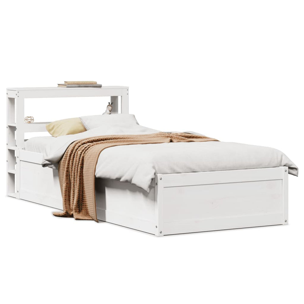 vidaXL Solid Wood Bed with Headboard White 90x190 cm Pine
