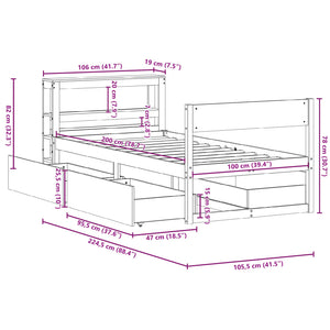 vidaXL Solid Wood Bed Frame without Mattress Waxed Brown 100x200 cm Pine Wood