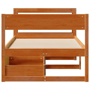 vidaXL Solid Wood Bed Frame without Mattress Waxed Brown 100x200 cm Pine Wood