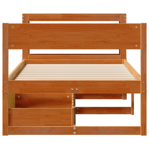vidaXL Solid Wood Bed Frame without Mattress Waxed Brown 100x200 cm Pine Wood
