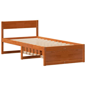 vidaXL Solid Wood Bed Frame without Mattress Waxed Brown 100x200 cm Pine Wood