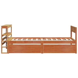 vidaXL Solid Wood Bed Frame without Mattress Waxed Brown 100x200 cm Pine Wood